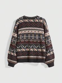 ROMWE Fairycore 复古提花图案加大码女式开衫 - 彩色 - 查看 2