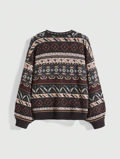 Fairycore Cárdigan de mujer de talla grande con estampado jacquard vintage