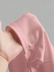 SHEIN Tall CURVE 女士高腰修身纯色短裤 - 淺粉色 - 查看 6