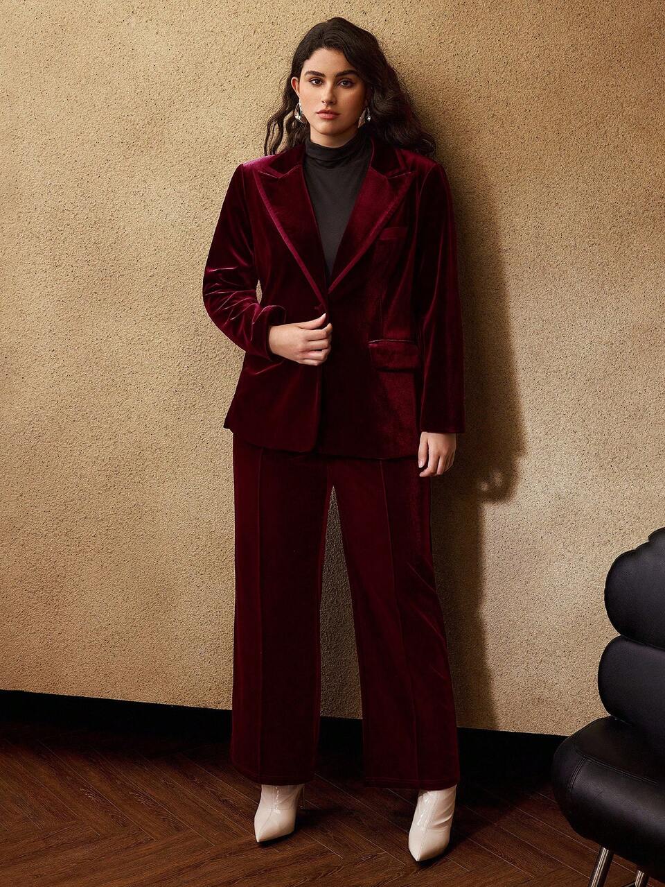 PLUS SIZE VELVET SUIT PANTS FOR WINTER