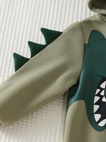 Cozy Pixies Baby Boy Cartoon Dinosaur Pattern Knitted Soft Hooded Long Sleeve Pullover Sweatshirt - Apricot - View 7