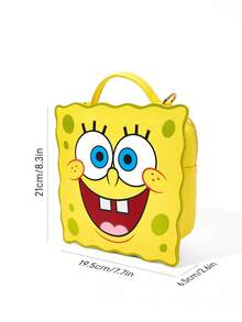 SpongeBob SquarePants | SHEIN 1个PU皮革可爱卡通人物印花手提包，配有可拆卸肩带，可手提或斜挎，可装钱包、纸巾、手机等，适合女性和学生，俏皮可爱，是送礼佳品，黄色 - 黃色 - 查看 9