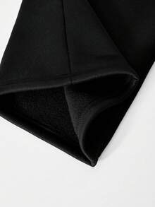 SHEIN ChillGRL Teen Girl Collegiate Graphic Sweatshirt With Striped Collar & Cuffs, Paired With Loose Black Sweatpants, 2 Piece Set, Suitable For Commuting, School, Street, Casual Wear, Spring & Autumn - Black - View 8