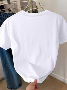 Resyla Women's Bow Print Short Sleeve Crew Neck T-Shirt - White - View 2