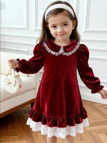 Robe élégante à volants et blocs de couleur pour jeune fille