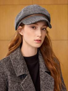 Women Western Style Beret Hats - Black and White - View 2