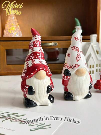 1件创意圣诞装饰桌面摆件，适合家居客厅装饰，陶瓷老人造型调料罐，节日礼物