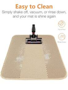 1pc Double Layer Anti-Slip Pet Litter Mat, Waterproof Cat Dog Litter Box Mat With Litter Trapping