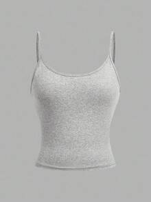 Girlism 4pcs/Set Teen Girls Cropped Casual Camisole Tops, Suitable For Spring, Summer, Autumn And Winter - Dark Grey - View 10