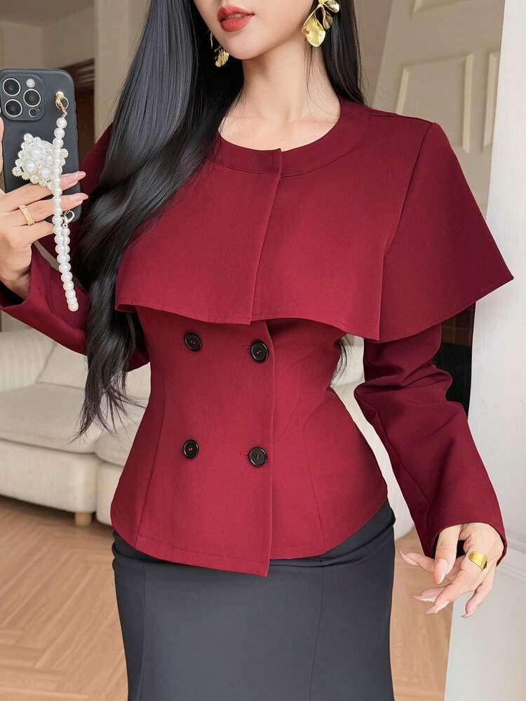 Women's Elegant Solid Color 2 In 1 Shirt, Autumn
