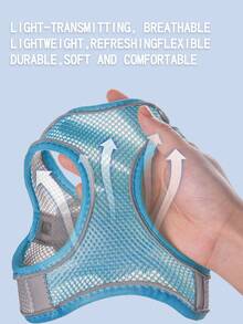 1 Set Breathable And Comfortable Mesh Dog Carrier Vest, Strong Wrapping And Reflective Stripes - Baby Blue - View 5