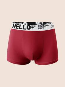 3 piezas/paquete Bóxer tipo brief cómodos para hombres con estampado de letras y ribete de contraste - Multicolor - Ver 4