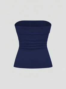 Top mujer stapless cualquier ocasión formal casual trendy corte A femenino - Azul Marino - Ver 2