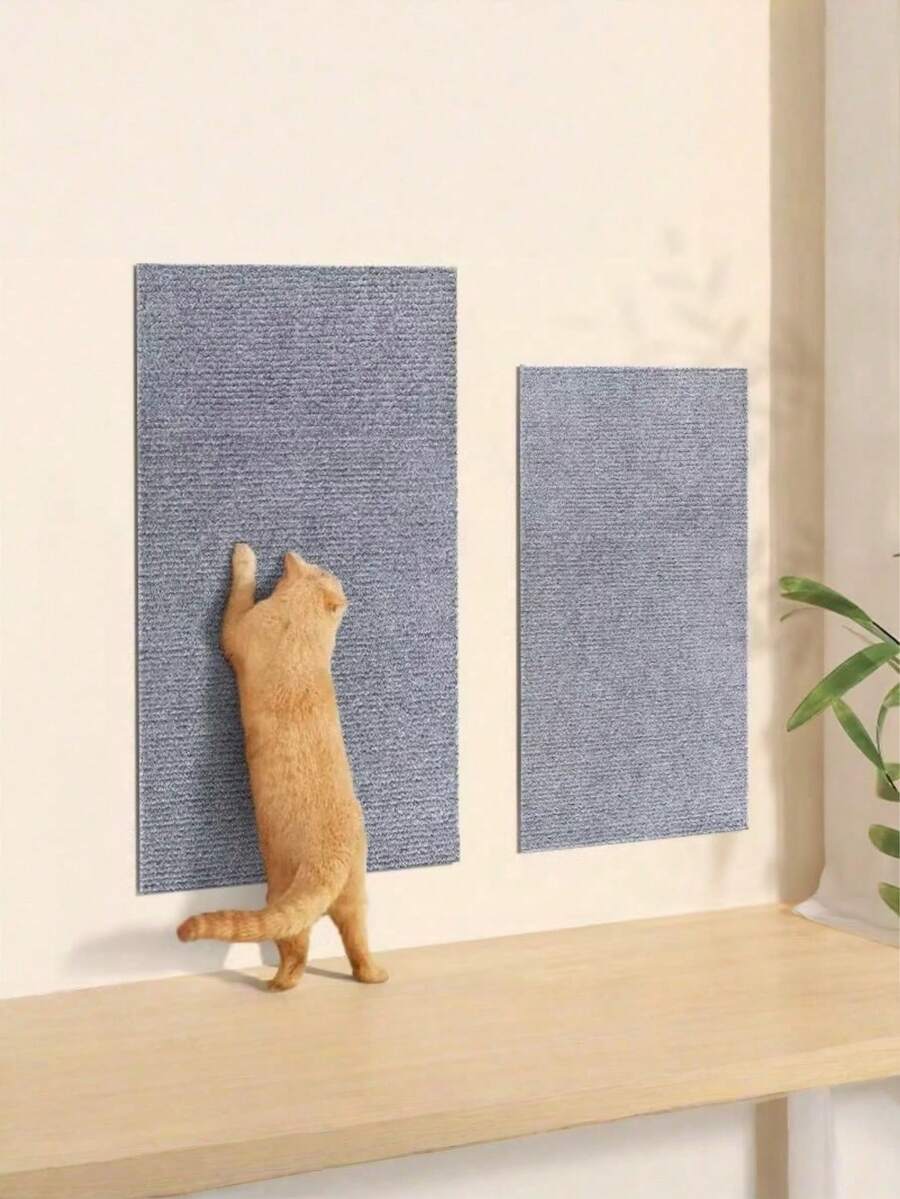 One Piece Of Cut Custom Self-Adhesive Multi-Color Cat Scratching Pad For Cat Climbing Frame Stand, Cat Furniture Protector, Sofa, Steps, Floor, Wall, Ground Protection, Durable Cat Scratching Pad, Ideal Cat Furniture Protection - Light Grey - View 1