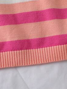 2pcs/Set Girls Sweater Co-Ord Set, Pink Rainbow Striped Knitted Sweater And Skirt, Comfortable For Autumn/Winter Wear, Suitable For School, Daily, Party, Versatile And High Value Long Sleeve Dress For Kids Kids Sweaters For Girls Jumper For Girls Girl Clothes Autumn And Winter Clothes Autumn And Winter Young Girls Drease - Pink - View 6