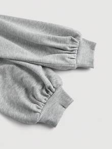 SHEIN MOD 女式翻领长袖蕾丝拼布短款卫衣、返校卫衣、校服、灰色卫衣、休闲卫衣、秋冬长袖上衣