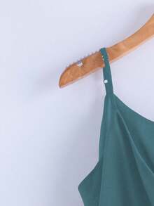 Qadelle Camiseta sin mangas de mujer de moda casual con cuello en V, plisada, con lazo envolvente y cintura anudada en forma de A - Neblina azul - Ver 5