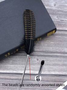 1 件欧洲复古英式金色羽毛笔书法书写工具，适合婚礼圣诞派对礼物教师学生维多利亚文学主题装饰 - 彩色 - 查看 12