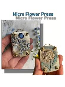 1PC Mini Flower Press Kit, Handmade Embossing Tool For Plant Preservation, DIY Metal Press For Resin Art, Scrapbooking, Journaling, Nail Art Craft, Botanical Art Supplies, Unique Gift For Women, Mom, Her - Multicolor - View 11