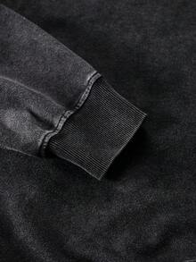 PAVTROS 男士复古时尚长袖连帽拉链卫衣 - 黑色 - 查看 6