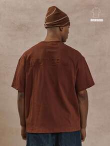 Musero Áo thun cổ tròn tay ngắn, in họa tiết 3D nổi bật ở mặt sau, dáng rộng, thích hợp cho mùa Xuân Hè. - màu nâu - Xem 1