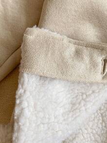 PrepCrw 1 件年轻女孩优雅学院风休闲都市连帽长袖羊毛夹克，适合外出、聚会、返校、秋冬 - 杏色 - 查看 8