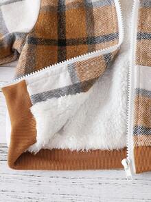 Vintaside Kids Baby Boy Patch Letter Graphic Thermal Lined Casual Hoodie Jacket, Autumn/Winter - Camel - View 8