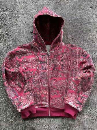 Manfinity Men's Casual All-Over Print Hoodie Sweatshirt, Autumn/Winter