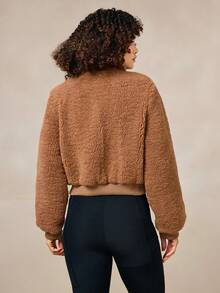 OutZeal AeroHeat-Fleece 短款拉链长袖外套，带侧袋，女士冬季外套 - 駝色 - 查看 10
