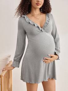 Sukienka ciążowa, luźna, z długim rękawem, w jednolitym kolorze, do karmienia piersią, zimowa