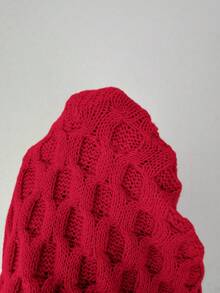 Elenzga Women's Autumn/Winter New V-Neck Patchwork 2 In 1 Fashionable Design Elegant Daily Commute Fitted Patterned Pullover Sweater - Red - View 7