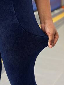 Quần jeans ống loe ôm sát, co giãn, thoải mái, cơ bản, dành cho bé gái tuổi teen, thích hợp mặc hàng ngày, mùa hè, mùa xuân, đi lễ hội và đi biển. Quần thể thao màu xanh navy, độ co giãn cao. - Rửa tối - Xem 5