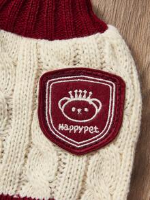 PETSIN 1件红白领学院风宠物毛衣秋冬季高领加厚保暖宠物衣服 - 紅色 - 查看 5