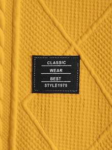 EASEVO 大码男士宽松针织麦穗菱形图案圆领长袖T恤 - 黃色 - 查看 3