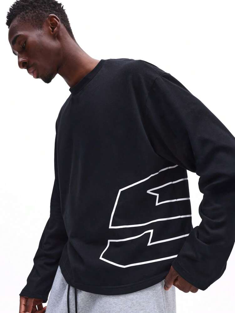 Long Sleeve Tee With Abstract Print