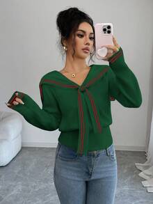Damtröja med sjömanskrage, långärmad, höst/vinter - Grön - Visa 5
