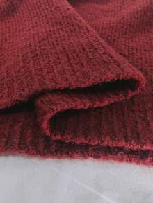 SHEIN Franclia Áo len dài tay cổ tròn thêu họa tiết cổ điển dành cho nữ - Màu Đỏ Sâu - Xem 6