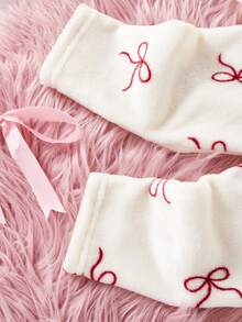 SHEIN 2pcs Baby Girls' Plush Butterfly Print Long Sleeve Top And Pants Pajama Set - Multicolor - View 10