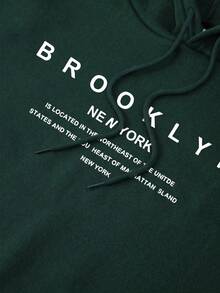 Manfinity Dauomo 加大码男士休闲字母印花宽松抽绳连帽衫，秋季款