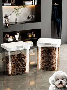 1个2.9升/5升/10升/15升防潮防虫宠物食品储存容器，大容量猫/狗食品储存桶，宠物密封谷物储存，透明设计方便查看剩余食物。 - 彩色 - 查看 2