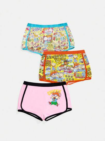 Nick 90's X ROMWE 3pcs/Pack Cartoon Pattern Briefs Set