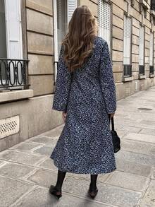 SHEIN PariChic Đầm dài tay cổ chữ V họa tiết hoa xinh xắn dành cho nữ, đi nghỉ - Nhiều màu - Xem 2
