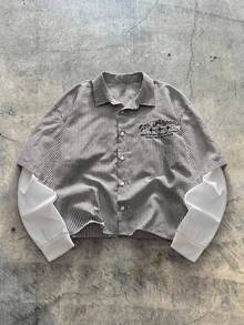 Camisa casual de moda para hombres AXEPEAK con bordado y parches