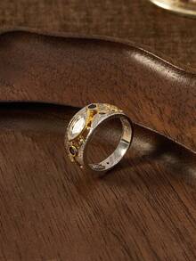 Glisma 18K金女士单枚戒指，哥特风/复古风，串珠，西部风珠宝，金属质感，宝石，送给妈妈/女士/女孩/母亲，高级，复古，十字架，夏季/海滩/舞会，多层/宝石/串珠/水晶，吊坠/厚重 - 雙色 - 查看 1