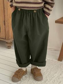 DAZY Pantalones sencillos de unicolor para niños pequeños - Verde - Ver 4