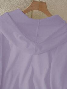 GlowEve Sudadera holgada con capucha, manga larga y hombros caídos, con cordón y estampado de corazón para mujer - Púrpura malva - Ver 4