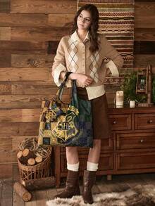 HARRY POTTER X SHEIN 1 件装，四个学院风背心包，女士可折叠手提包 - 彩色 - 查看 3