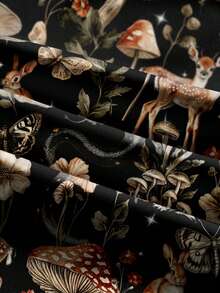 ROMWE Fairycore Hippie Boho Vintage Mushroom Forest Print Loose Gothic Style Women Pants - Black - View 4