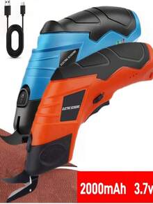 Electric Fabric Scissors(Blue/Red) , Cordless Electric Scissors Fabric Cutter, USB Rechargeable Cloth Cutter For Carpet/Leather/Paperboard/Crafts/Sewing Tools - Multicolor - View 1