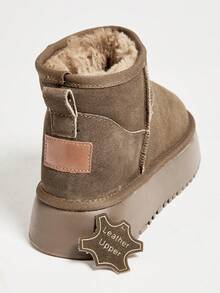 Solezae Women's 1.5" Ultra-Light Platform Premium Suede Leather Olive Ankle Snow Booties-Plush Fur Trim,Cozy Ankle Fit,Warm, Stylish & Endlessly Wearable. Valentine's Day - Olive Green - View 8